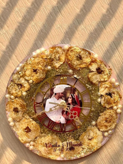 16" Resin Wall Clock with Varmala Preservation